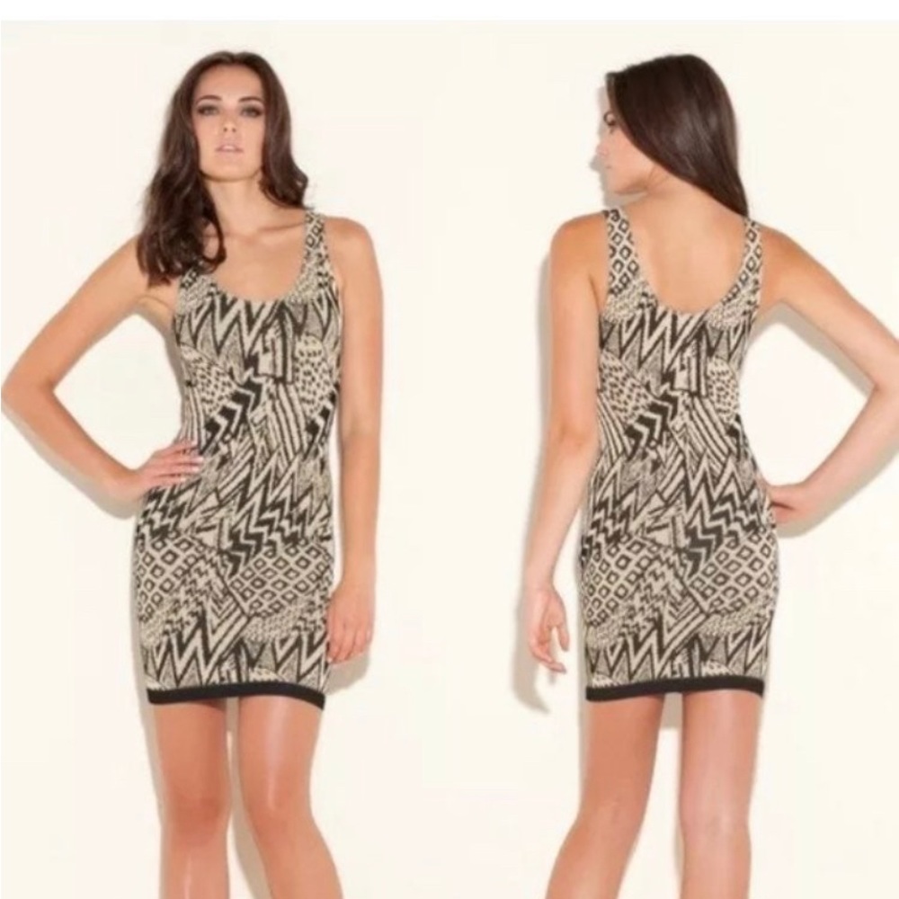 Vintage Y2K GUESS Abstract Geometric Sleeveless Bodycon Seamless Mini Dress